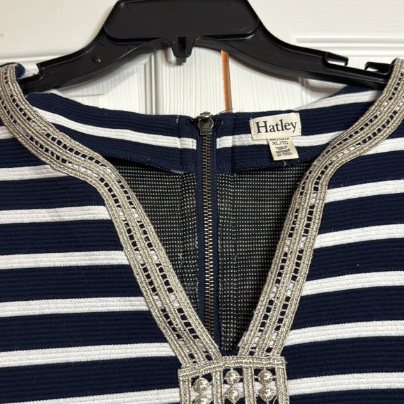 HatleyNavy and White Striped Dress with Decorative Trim Size XL - Picture 4 of 11